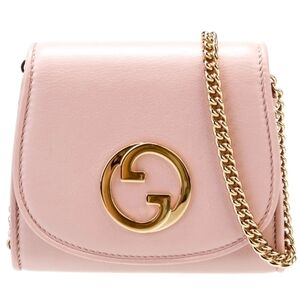 Gucci Blush Pink Leather Mini Crossbody with Gold GG Chain